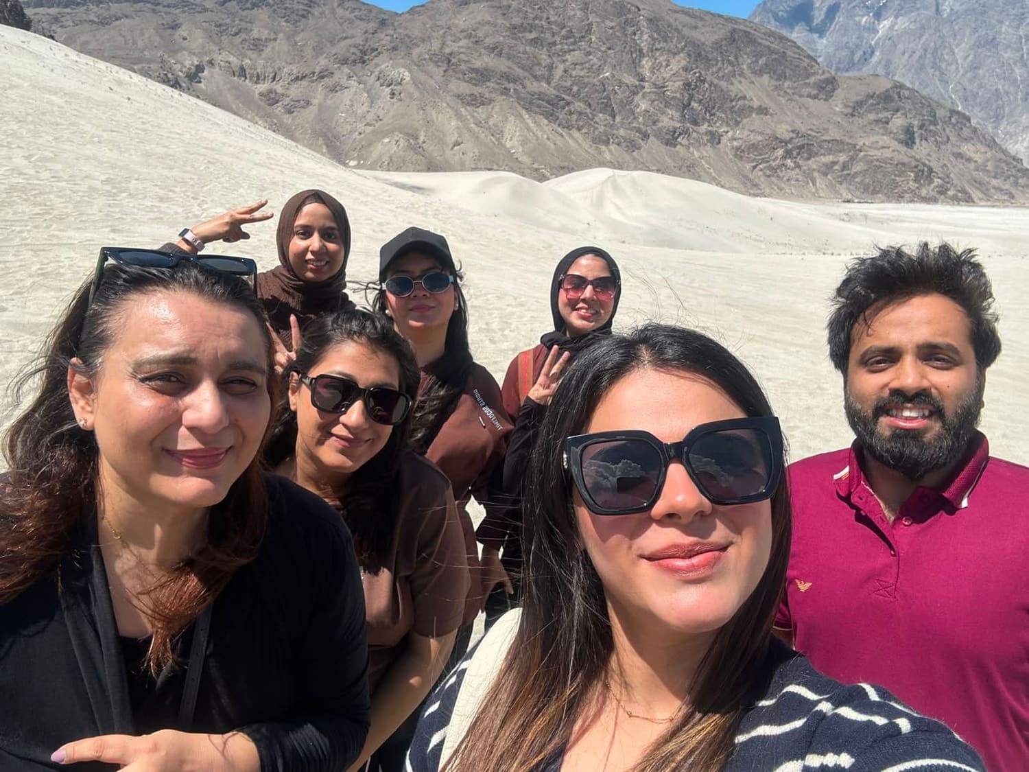 A retreat group out on the sand dunes